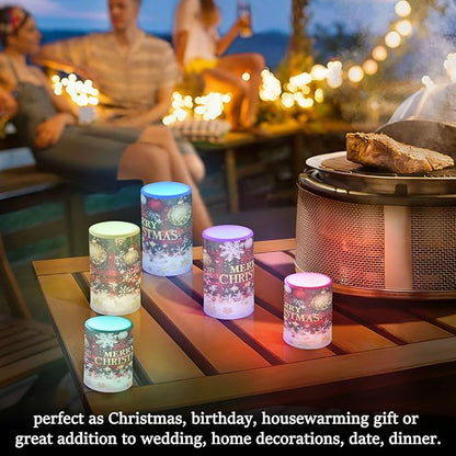ALAZA Christmas Flickering Flameless Candles Buffalo Plaid Check Snowflake Battery Operated with Remote Timer,Tea Light Candles LED Pillar Votive Candles Set of 2 for Outdoor Indoor Xmas Decorations