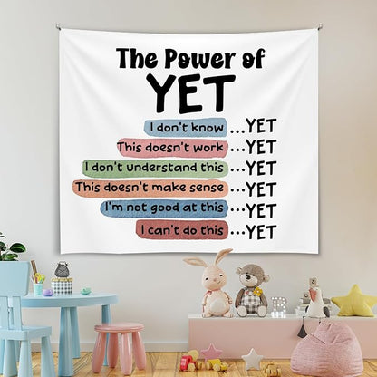 Soft Flannel Wall Tapestry – The Power of Yet Inspirational Tapestry,Cute Wall Hanging Decor for Bedroom Living Room Kids Room Decor,Birthday Party Wall Art Decoration 59x51 inch(Colorful-The power)