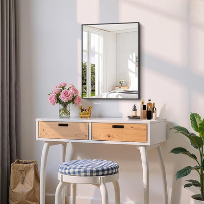 COFENY Black Bathroom Mirror for Wall, 18x24 Inch Rectangle Mirror with Metal Frame, Modern Vanity Mirrors for Bathroom Living Room, Entryway Hangs Horizontal or Vertical
