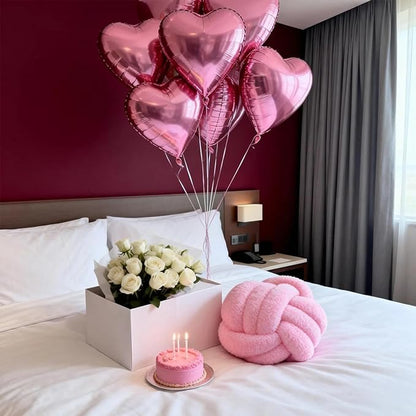 Knot Pillow Ball Plush - Decorative Throw Pillows for Bed Relieve Stress, Round Knot Cushion for Sofa Decor Pet Toy, Pink 8 inch