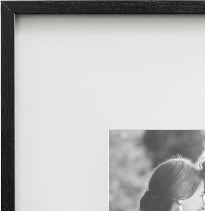 Kate and Laurel Gibson Modern Wall Picture Frame Set of 3; 16x20 matted to 8x10; Black; Three-Piece Frame Set for Gallery Wall Frame Set in Living Room Wall Décor
