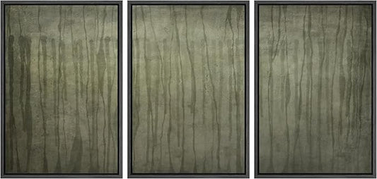 SIGNLEADER Framed Canvas Print Wall Art Set Olive Green Abstract Line Minimalist Earthy Illustrations Minimal Decorative Bohemian Nordic for Living Room, Bedroom, Office - 16"x24"x3 BLACK