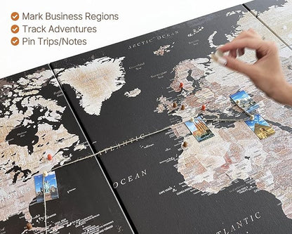 Wall Art Office Travel Map Oversized Motivational Artwork Wall Decor Living Room Black Pictures for Bedroom Dining Room Kitchen Decor