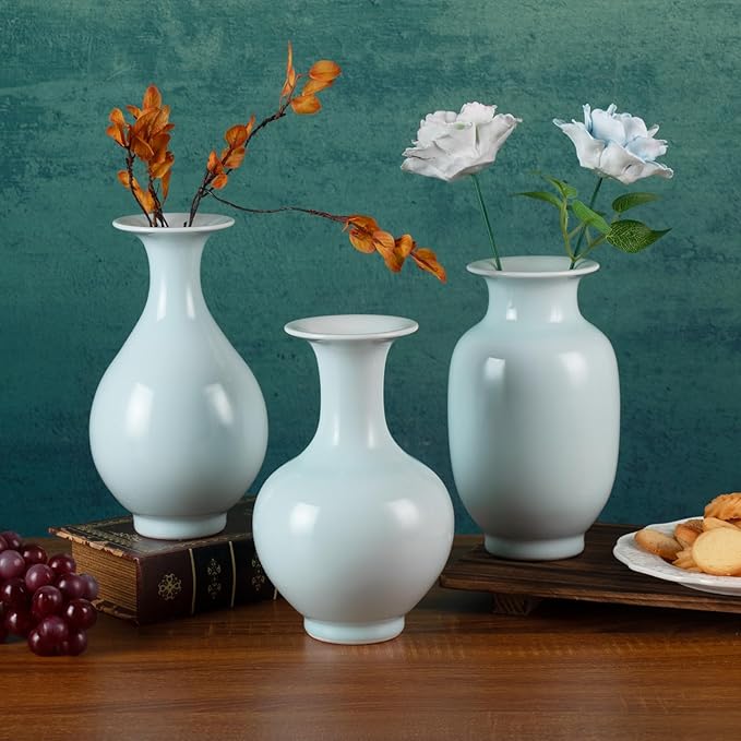 KAMMAK Colored Ceramic Vase, Beautiful Hand-Painted Decorative Vase, Modern Art Porcelain Vase for Flower Mantle Dining Table Centerpiece, Entryway Living Room Wedding Decoration, SS005