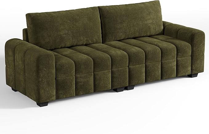 ONBRILL 82" Loveseat Sofa, Modern Chenille Sofa Couch for Living Room, Pull Point Seat Cushion, Easy Assembly, Comfy Love Seat for Small Spaces, Bedroom, Apartment, Green