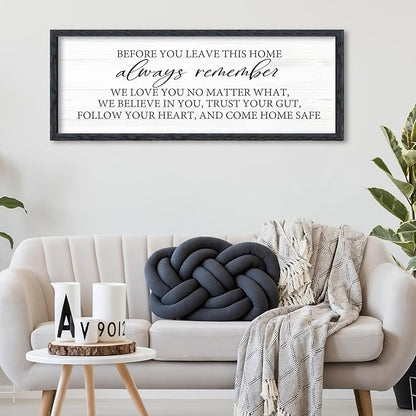AuraPeak Before You Leave This Home Sign for We Love You Inspirational Quotes Laundry Room Living Room Wall Decor Family Entryway kitchen Wall Hanging Art (40"×15" Black)