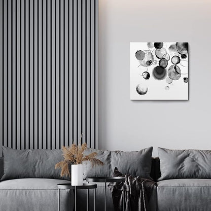 Bedroom Decor Wall Art Black and White Bubbles Prints Pictures Framed Canvas Artwork Wall Art for Bathroom Kitchen Office Modern Ink and Wash Painting Decorations Size 20x20 inches Ready to Hang