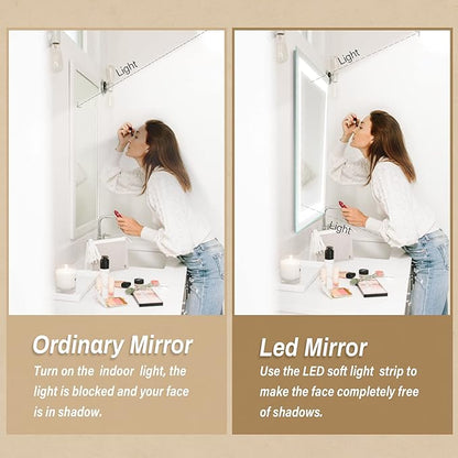 36"x 28" LED Bathroom Mirror with Light, Anti-Fog, Dimmable, Color Temperature Adjustable 3000-6000K, Memory Function Led Wall Mirror for Bathroom, Vanity (Vertical/Horizontal)