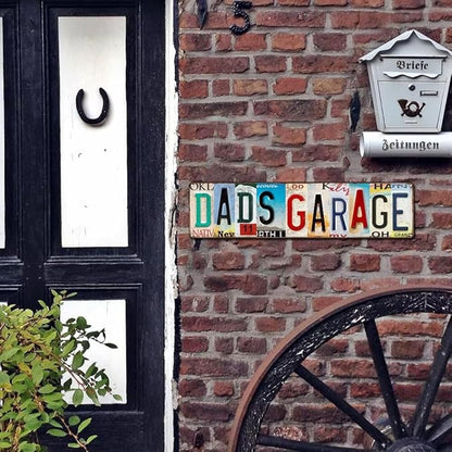 Dad Sign - Dad's Garage Metal Sign - Perfect Gifts for Dad From Daughter or Son, Step Dad Gifts, Things To Get Your Dad For Christmas, License Plate Design Garage Signs for Men