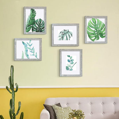 SESEAT 8x10 Picture Frame Light Grey Set of 6, Display Pictures 5x7 With mat or 8x10 Without Mat
