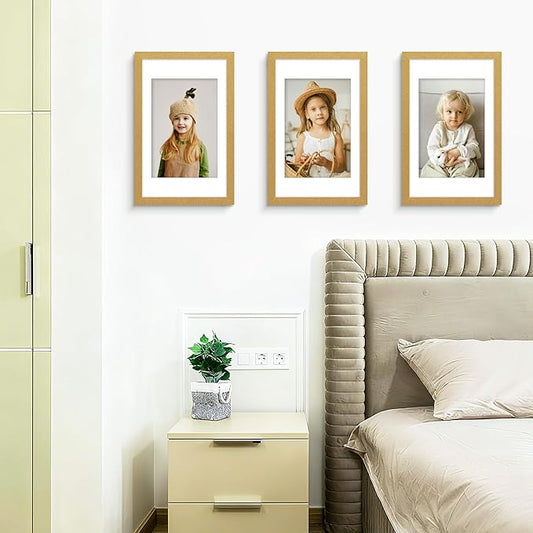 Picrit 11x17 Picture Frame Set of 12, Display 8x12 with Mat or 11x17 without Mat, Photo Frames for Wall Mounting Display, Gold