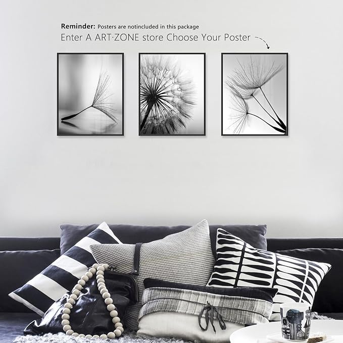 A ART·ZONE Black Picture Frames - 11x14-4 Pack Photo & Poster Frame Set for Wall Decor & Tabletop Display Minimalist Black Frame Collection