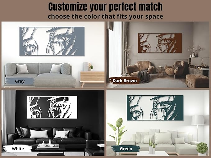 Vailla Wall Art Decor Minimalist Abstract Woman Eyes Wall Decoration Wooden Modern 3D Sculptures Line Drawing Art Decor Female Wall Hanging for Bedroom Kitchen Bathroom Living Room
