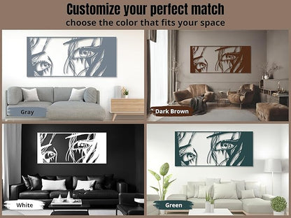 Vailla Wall Art Decor Minimalist Abstract Woman Eyes Wall Decoration Wooden Modern 3D Sculptures Line Drawing Art Decor Female Wall Hanging for Bedroom Kitchen Bathroom Living Room