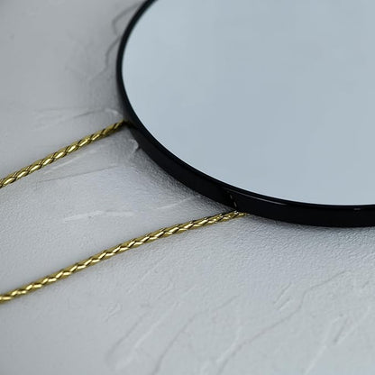 Round Wall Mirror Door Mirror PVC Plastic Frame (Black, 8.66 inch)