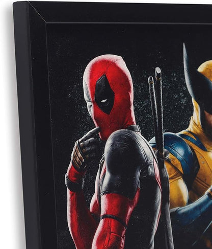 Marvel Deadpool and Wolverine Back to Back Framed Wood Wall Decor - Striking Deadpool Wall Art for Home