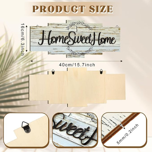 Jetec Home Sweet Home Sign, Rustic Wood Room Wall Decor, Farmhouse Plaque Wall Hanging Wooden Sign for Bedroom, Living Room, Wedding Decor(Rustic)
