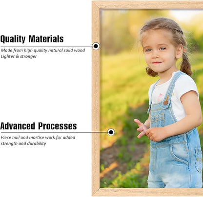 ATOBART 8x10 OAK Natural Wood Photo Frame,2 Pack Picture Frames Real Glass front Wall Hanging Gallery for Wall and Tabletop Display,set of 2