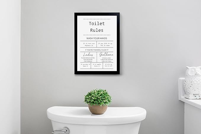 YongArt Toilet Rules Quotes Bathroom Sign - Funny Decor Signs, Funny Bathroom Wall Art, Toilet Art, Guest Wall Decor