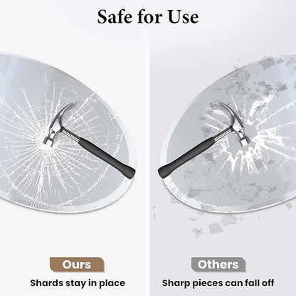 24 Inch Round Mirror for Wall Decor, Frameless Beveled Circle Mirror with Solid Backing, Small Round Bathroom Mirror for Vanity, Entryway & Bedroom, Flush Mount
