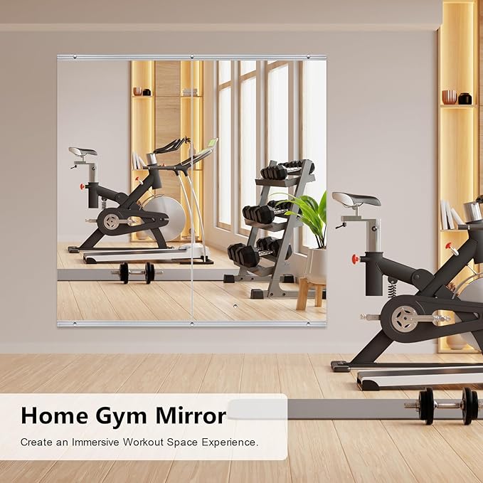 Home Gym Mirror,2 Pack Large 66.9x23.6 Inch Frameless Tempered Glass Wall Mirror, Full Body Workout and Decorative Mirrors for Home Gym, Yoga, Dance Studio, Garage, Exercise Room
