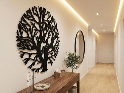 Vailla Tree Ring Wall Art Wall Art 3D Wooden Wall Decor Round Wood Wall Hanging Sculpture Modern Home Decoration Textured Sculptures for Living Room Bedroom Office Dinnig Room Family Tree Decor