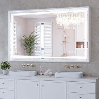 30"x50" LED Bathroom Mirror with Lights, Front & Backlit, Anti-Fog, Dimmable, 3 Color Temperature, CRI 90+, LED Mirror for Bathroom with Premium Full Aluminum Frame, Touch Control with Memory