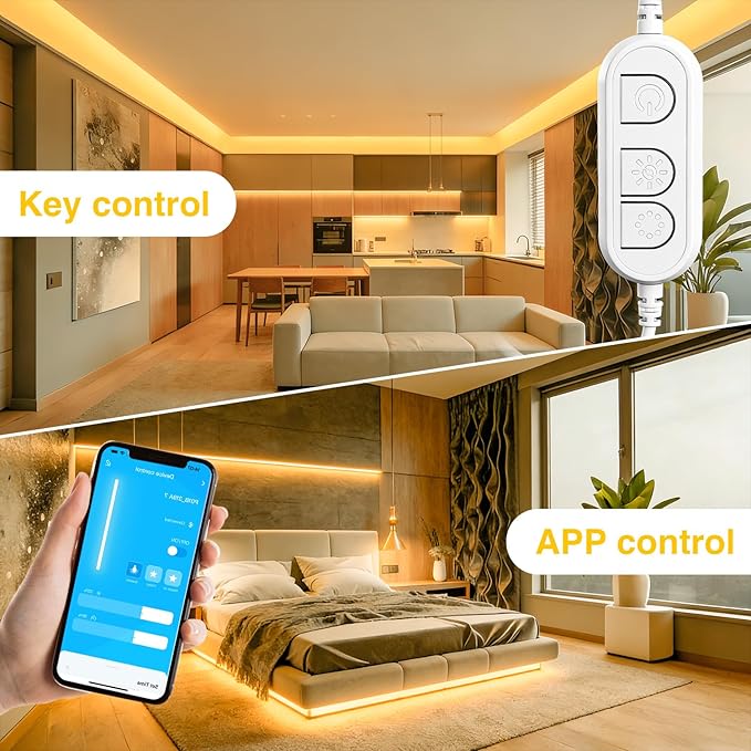 DAYBETTER Under Cabinet Lighting kit,8 PCS Under Cabinet Lights,Dimmable LED Strip Lights for APP Control,LED Lights for Kitchen Cabinet,Counter Shelf 2700K-6500K Warm to Daylight White,Timing,13.2ft