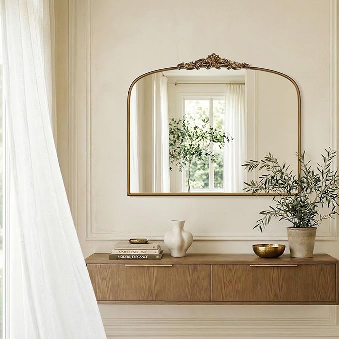 36"X30" Vintage Gold Mirror Baroque Mirror for Wall,Ornate Mirror with Metal Frame,Decorative Mirrors for Living Room,Entryway,Bathroom,and Bedroom