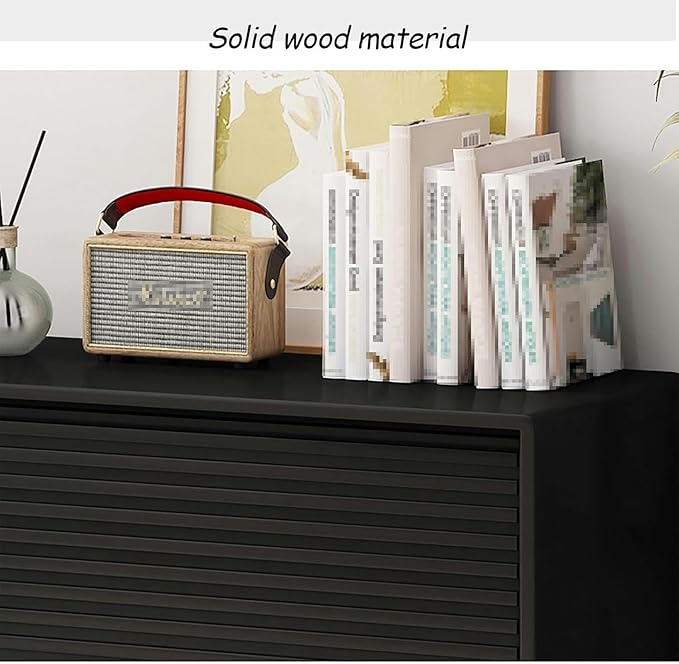 TV Stand Wood TV Stand, TV-Console, with Rattan Lower-Flap Door, Entertainment Center, with Cable Hole, Already Assembled TV Cabinet, TV Tables with Storage, for Living Room(Natural,Wood Leg)