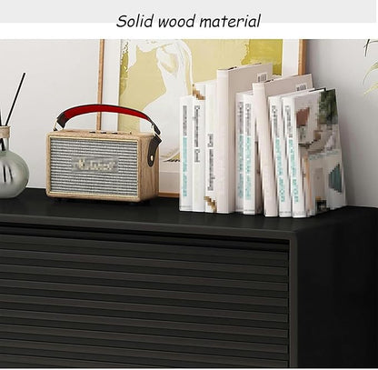 TV Stand Wood TV Stand, TV-Console, with Rattan Lower-Flap Door, Entertainment Center, with Cable Hole, Already Assembled TV Cabinet, TV Tables with Storage, for Living Room(Natural,Wood Leg)