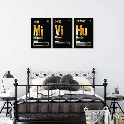 KAWAHONE Motivational Wall Art Canvas, Inspirational Quotes Grind Hustle Canvas Painting Artwork Decor For Office Bedroom Living Room