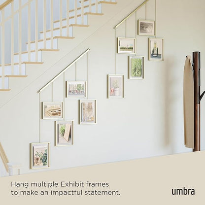 Umbra Exhibit Picture Frame Gallery Set, Adjustable Wall Collage Displays Five Photos (Two 4x6" and Three 5x7"), Set of 5, Gold