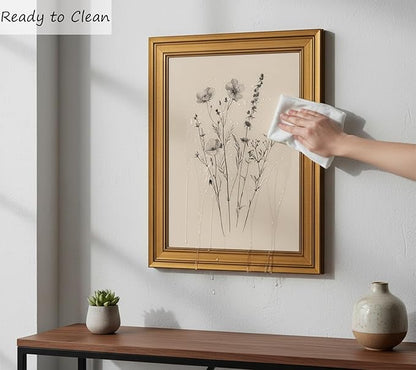 Vintage Gold Framed Canvas Wall Art, Minimalist Floral Poster Artwork, Wildflower Print Picture, Flower Plant Painting Wall Decor, for Living Room, Bedroom, Farmhouse, Home Decoration, 16x24in