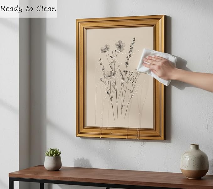 Vintage Gold Framed Canvas Wall Art, Minimalist Floral Poster Artwork, Wildflower Print Picture, Flower Plant Painting Wall Decor, for Living Room, Bedroom, Farmhouse, Home Decoration, 12x16in