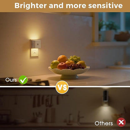 L LOHAS LED Night Light,Plug in Night Light with Motion Sensor and Dusk to Dawn Sensor,[4-Pack] Brightness Adjustable,3000K Soft White, Nightlight for Bathroom Hallway Kitchen