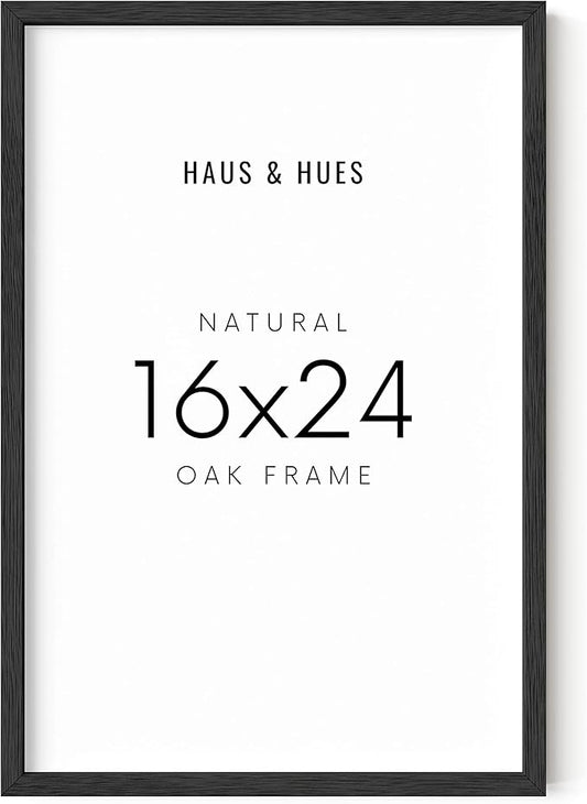 HAUS AND HUES 16x24 Black Oak Frame Set of 1 - Large Wooden Poster Display Pack