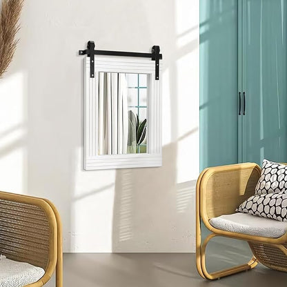 AAZZKANG White Wood Framed Mirror Rectangle Farmhouse Wall Mirror Decor for Bathroom Bedroom Living Room Entryway 20"x16"