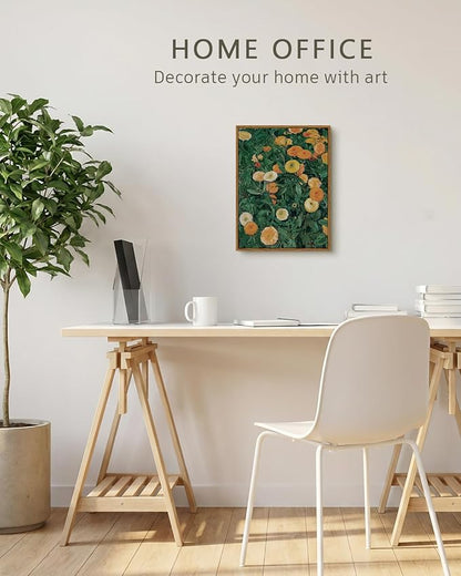 VIYYIEA Framed Canvas Wall Art Home Decor Aesthetic for Living Room, Vintage Wall Art, Framed Prints Painting Flower Artwork Bedroom Pictures Kitchen, Gifts for Friends- Summer Blooms, 16L x 12W
