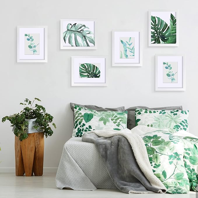 SESEAT 8x10 Picture Frame White Set of 6, Display Pictures 5x7 with Mat or 8x10 without Mat for Wall or Tabletop