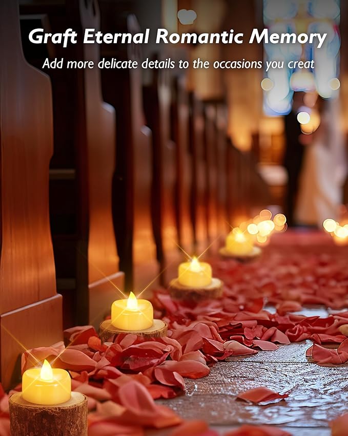 merrynights Flameless Candles, 24 Pack LED Tea Lights Candles Battery Operated, Last 200+ Hrs Flickering Tea Lights, Flameless Tealight Candles for Halloween Diwali Fall Christmas Wedding