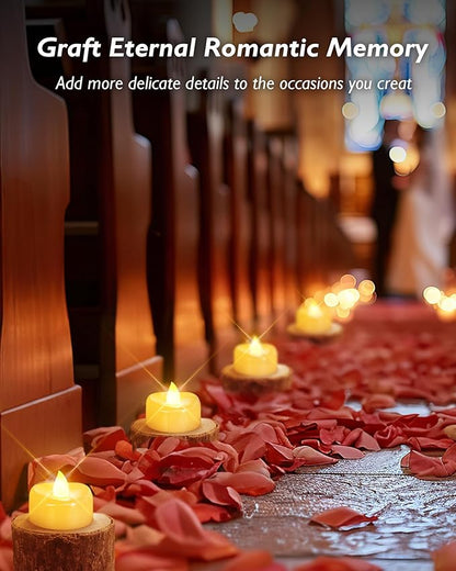 merrynights Flameless Candles, 24 Pack LED Tea Lights Candles Battery Operated, Last 200+ Hrs Flickering Tea Lights, Flameless Tealight Candles for Halloween Diwali Fall Christmas Wedding