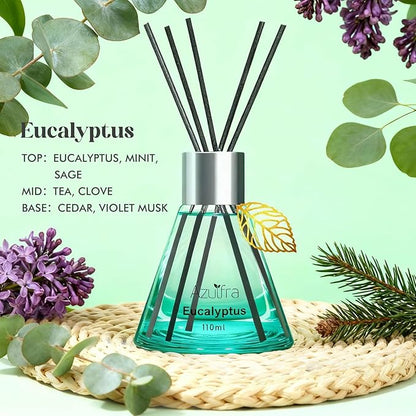 Azulfra Reed Diffuser Set, Eucalyptus Scented Diffuser for Home, Home Fragrance Scent Essential Oil Stick Diffuser for Room Shelf Decor, 3.4 oz