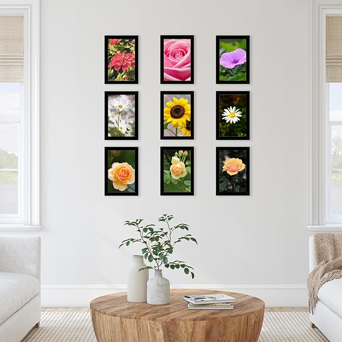 JCJMY 12 Packs 6x9 Picture Frames, Display 4x6 with Mat or 6x9 without Mat, Sturdy 6 by 9 Frames Bulk Set of 12 Collage Wall Decor Photo Frames Set for Wall and Tabletop, Black