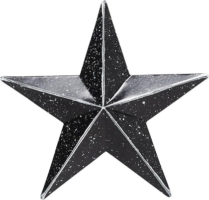 VHC Brands Patriotic Faceted Metal Star Black Wall Hanging 4x4, Independence Day Decor, American Star Design, Distressed Appearance Metal Wall Hanging, Star Shape, Country, Charcoal Black
