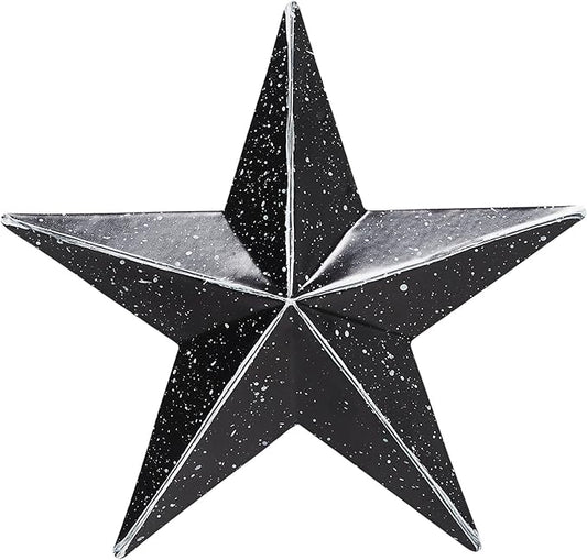 VHC Brands Patriotic Faceted Metal Star Black Wall Hanging 4x4, Independence Day Decor, American Star Design, Distressed Appearance Metal Wall Hanging, Star Shape, Country, Charcoal Black