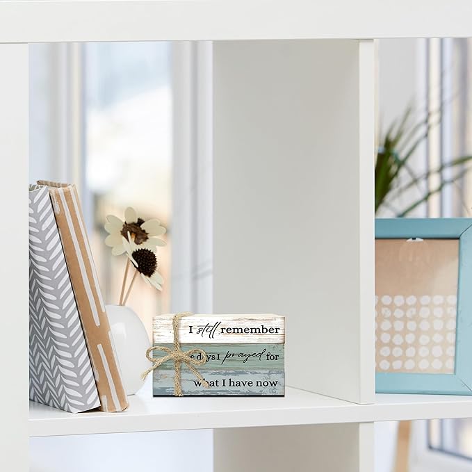 Decorative Books for Home Decor, Wood Book Stack for Table Decor, I Still Remember The Days I Prayed Decoration Books for Living Room Bookshelf Office, Farmhouse Stacked Books Decoration (L83)