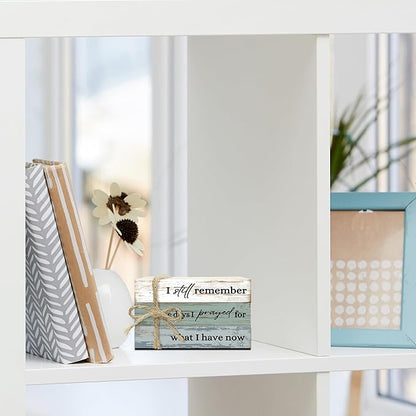 Decorative Books for Home Decor, Wood Book Stack for Table Decor, I Still Remember The Days I Prayed Decoration Books for Living Room Bookshelf Office, Farmhouse Stacked Books Decoration (L83)