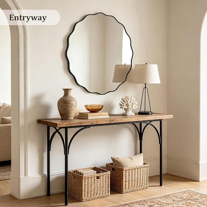 WallBeyond Round Wavy Mirror for Wall Decorative 36 inch, Modern Round Mirror Aluminum Frame for Bathroom Bedroom Living Room Home House Office Entryway, Black