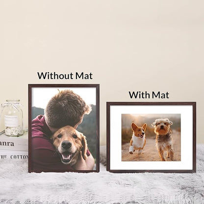 11x14 Picture Frame Set of 6, Display Pictures 8x10 with Mat or 11x14 Without Mat for Wall Tabletop Vertical Horizontal Display, Wall Gallery Photo Frames, Brown